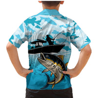 Tuna Fishing Family Matching Mermaid Dress and Hawaiian Shirt Fish Camouflage Pattern - Wonder Print Shop
