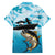Tuna Fishing Family Matching Short Sleeve Bodycon Dress and Hawaiian Shirt Fish Camouflage Pattern - Wonder Print Shop