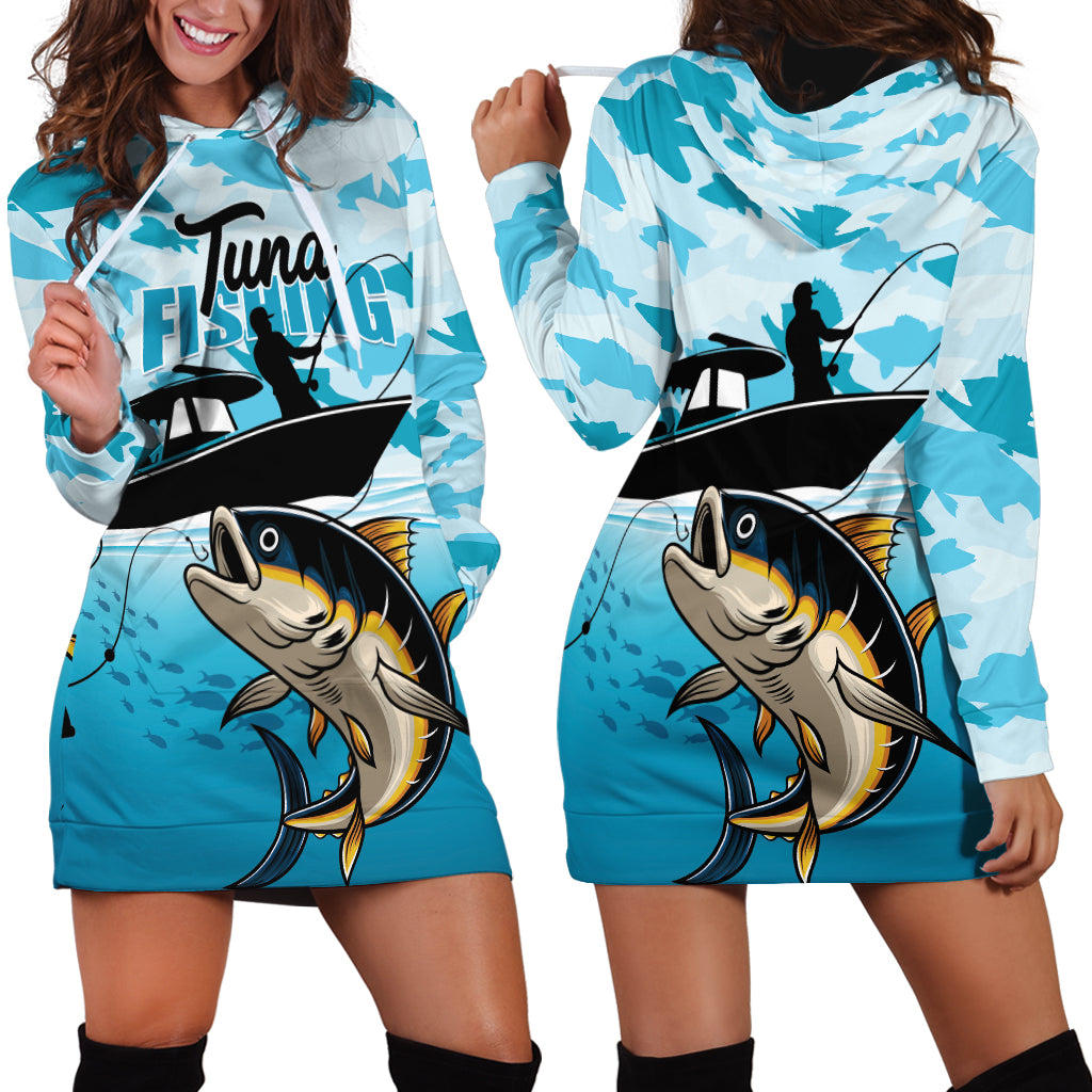 Tuna Fishing Hoodie Dress Fish Camouflage Pattern - Wonder Print Shop
