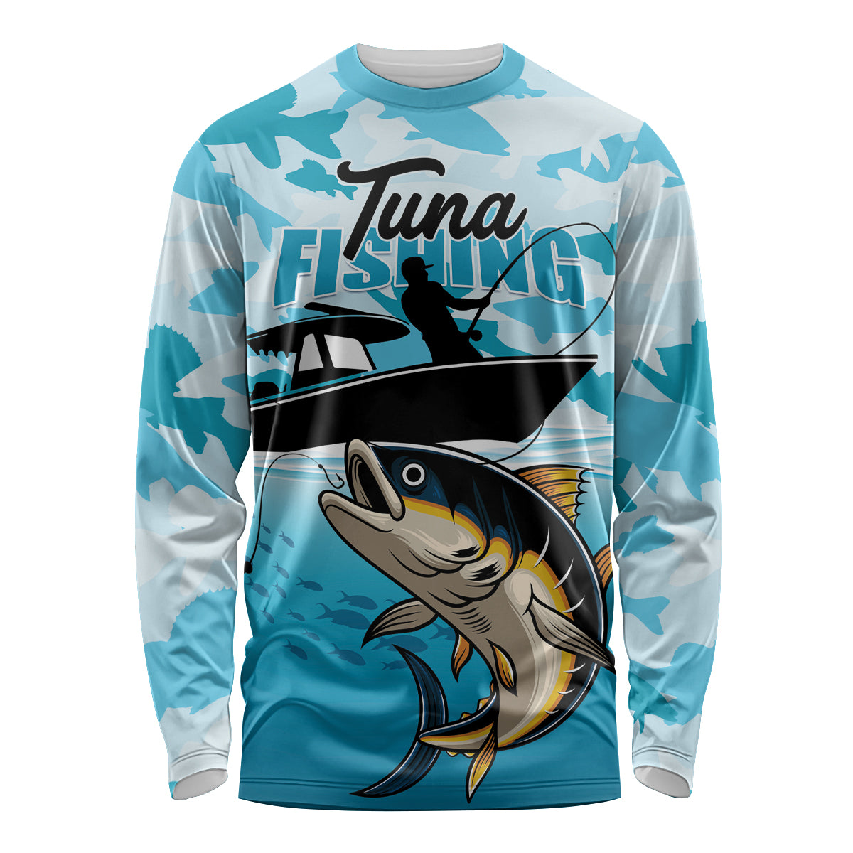 Tuna Fishing Long Sleeve Shirt Fish Camouflage Pattern - Wonder Print Shop