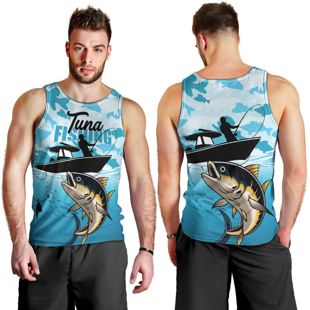 Tuna Fishing Men Tank Top Fish Camouflage Pattern - Wonder Print Shop