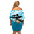 Tuna Fishing Off Shoulder Short Dress Fish Camouflage Pattern - Wonder Print Shop