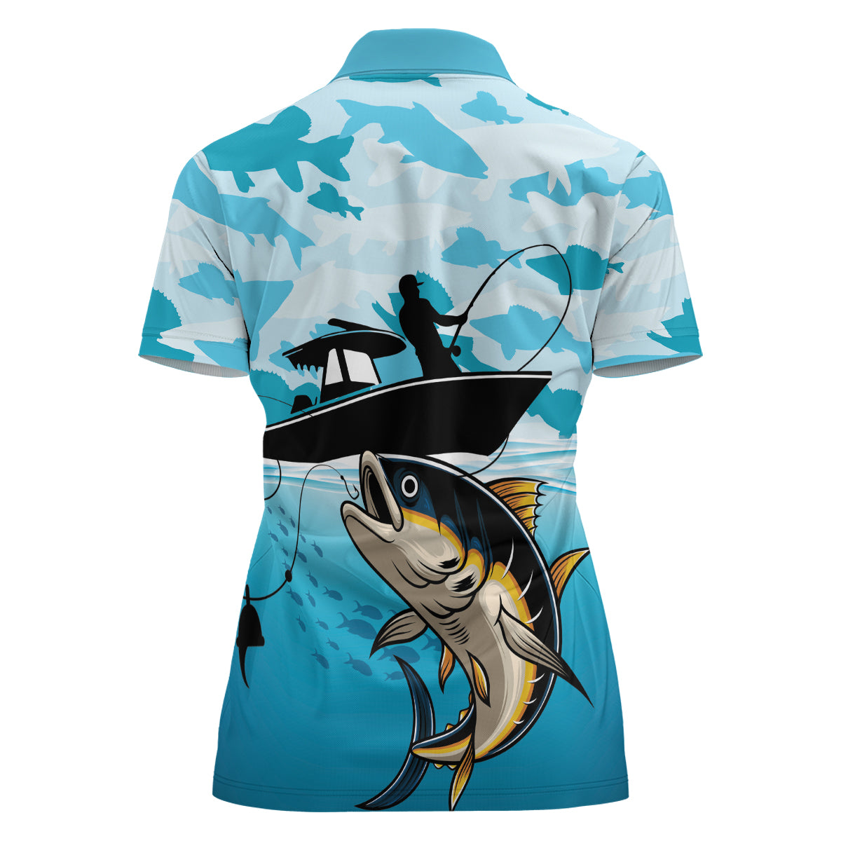 Tuna Fishing Women Polo Shirt Fish Camouflage Pattern - Wonder Print Shop