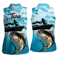 Tuna Fishing Women Sleeveless Polo Shirt Fish Camouflage Pattern - Wonder Print Shop