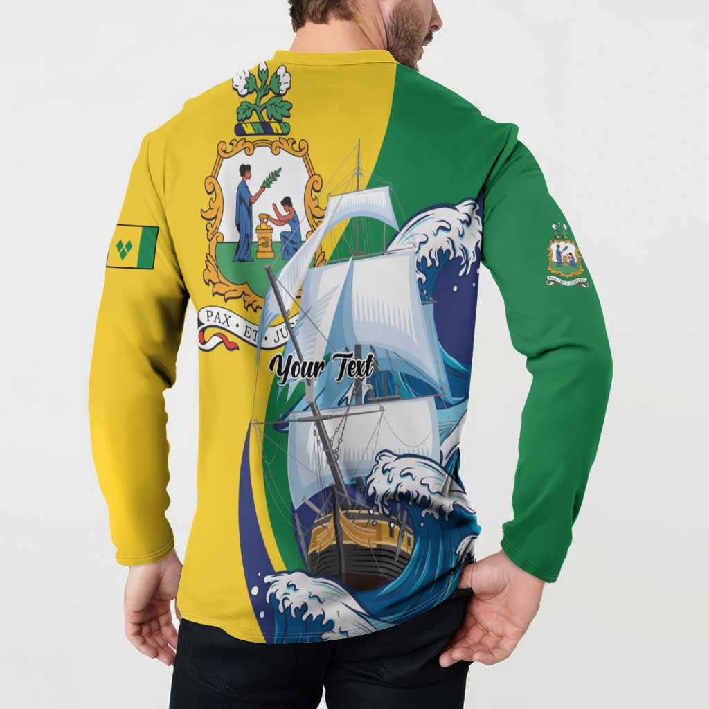 Personalized Saint Vincent and the Grenadines Sailing Button Sweatshirt Caribbean Sailing