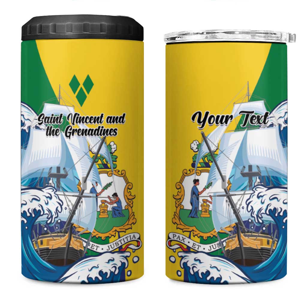 Personalized Saint Vincent and the Grenadines Sailing 4 in 1 Can Cooler Tumbler Caribbean Sailing
