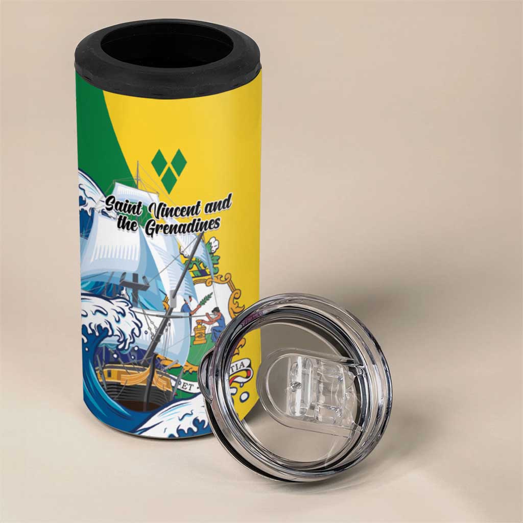 Personalized Saint Vincent and the Grenadines Sailing 4 in 1 Can Cooler Tumbler Caribbean Sailing