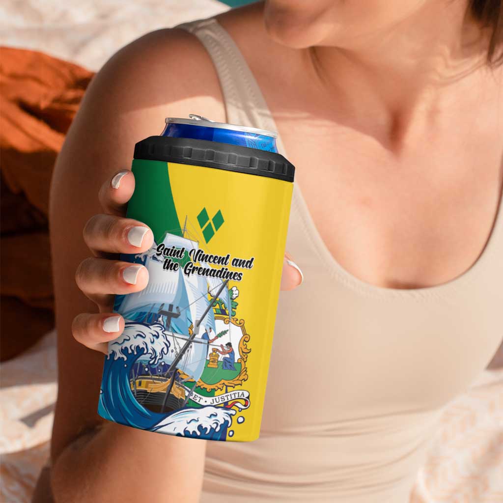 Personalized Saint Vincent and the Grenadines Sailing 4 in 1 Can Cooler Tumbler Caribbean Sailing