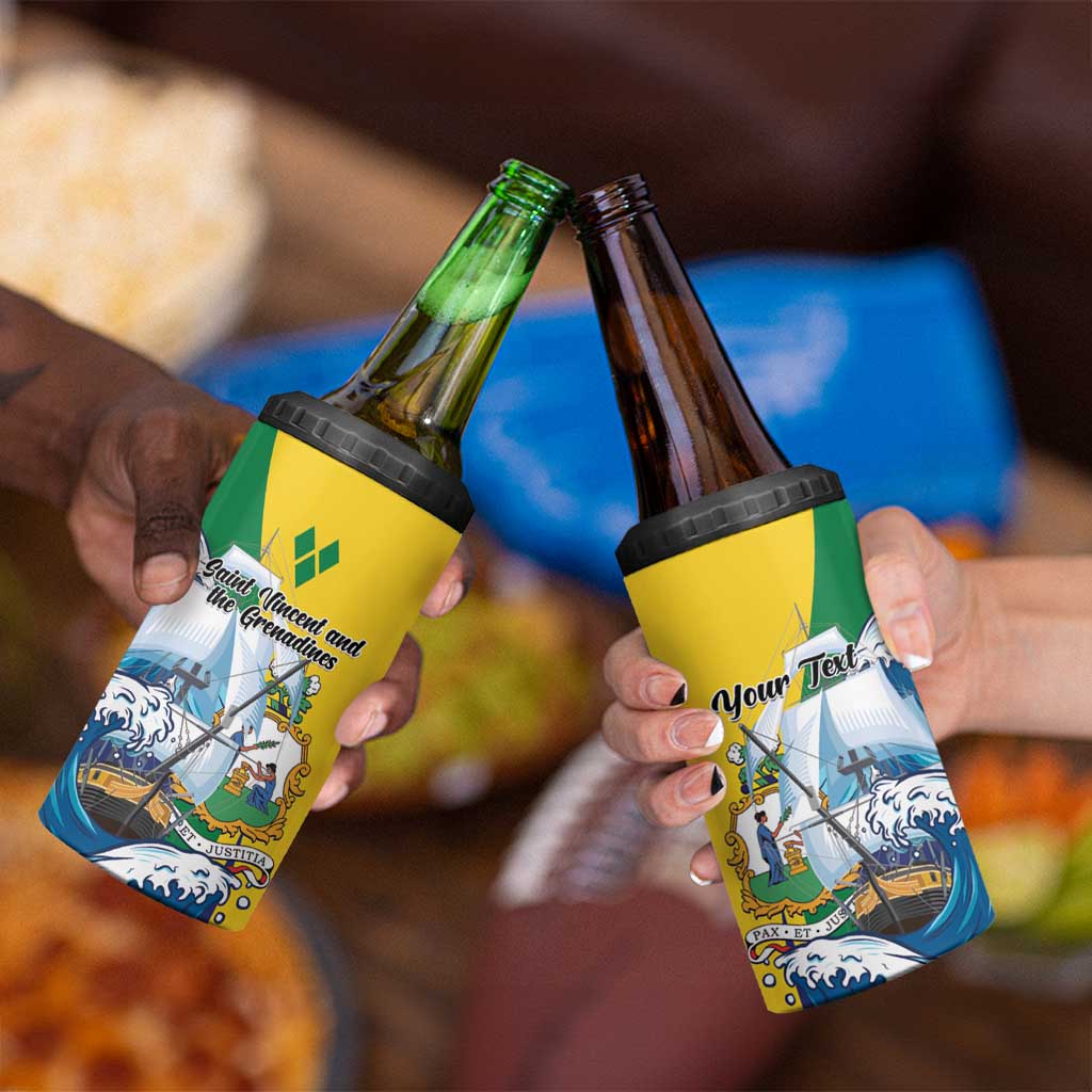 Personalized Saint Vincent and the Grenadines Sailing 4 in 1 Can Cooler Tumbler Caribbean Sailing
