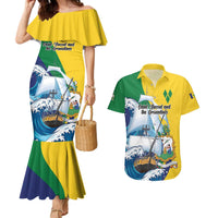 Personalized Saint Vincent and the Grenadines Sailing Couples Matching Mermaid Dress and Hawaiian Shirt Caribbean Sailing
