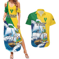 Personalized Saint Vincent and the Grenadines Sailing Couples Matching Summer Maxi Dress and Hawaiian Shirt Caribbean Sailing
