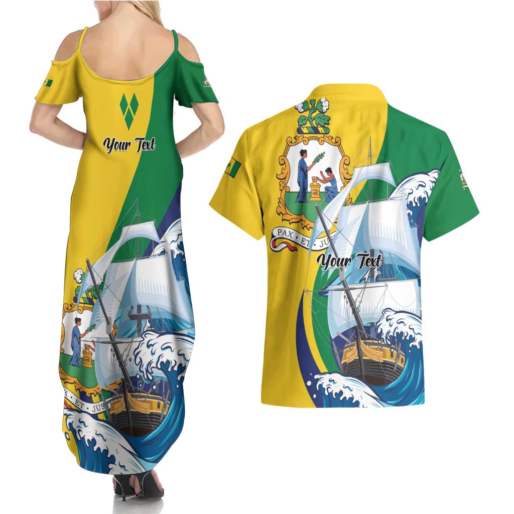 Personalized Saint Vincent and the Grenadines Sailing Couples Matching Summer Maxi Dress and Hawaiian Shirt Caribbean Sailing
