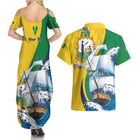 Personalized Saint Vincent and the Grenadines Sailing Couples Matching Summer Maxi Dress and Hawaiian Shirt Caribbean Sailing