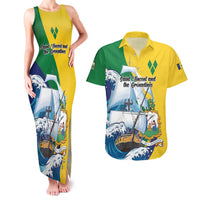 Personalized Saint Vincent and the Grenadines Sailing Couples Matching Tank Maxi Dress and Hawaiian Shirt Caribbean Sailing