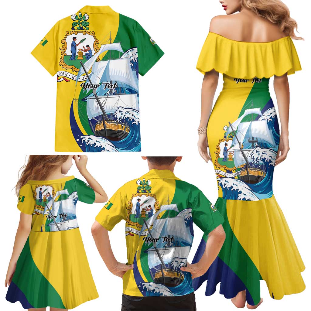 Personalized Saint Vincent and the Grenadines Sailing Family Matching Mermaid Dress and Hawaiian Shirt Caribbean Sailing