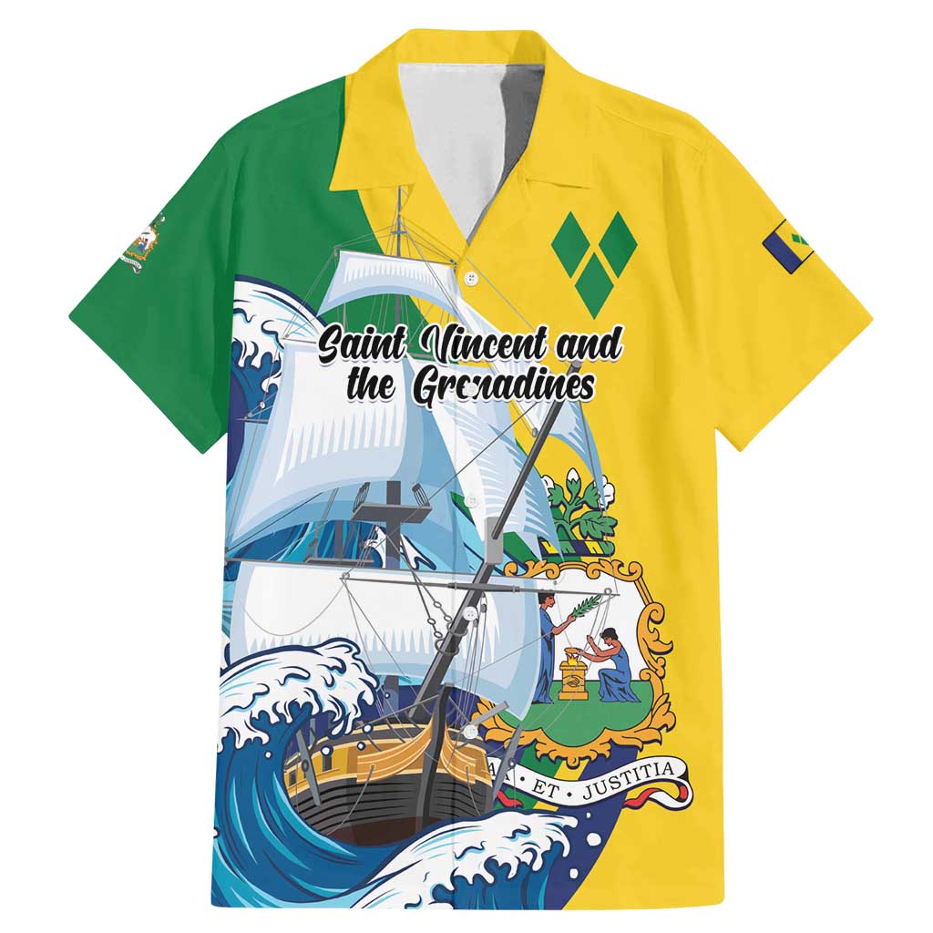 Personalized Saint Vincent and the Grenadines Sailing Family Matching Mermaid Dress and Hawaiian Shirt Caribbean Sailing