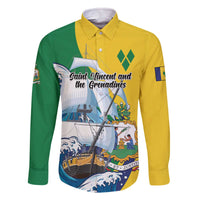 Personalized Saint Vincent and the Grenadines Sailing Family Matching Off The Shoulder Long Sleeve Dress and Hawaiian Shirt Caribbean Sailing