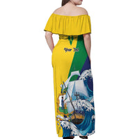 Personalized Saint Vincent and the Grenadines Sailing Family Matching Off Shoulder Maxi Dress and Hawaiian Shirt Caribbean Sailing