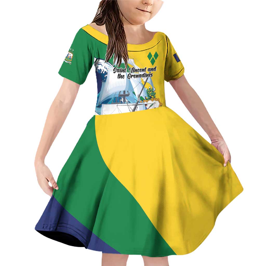 Personalized Saint Vincent and the Grenadines Sailing Family Matching Off Shoulder Short Dress and Hawaiian Shirt Caribbean Sailing
