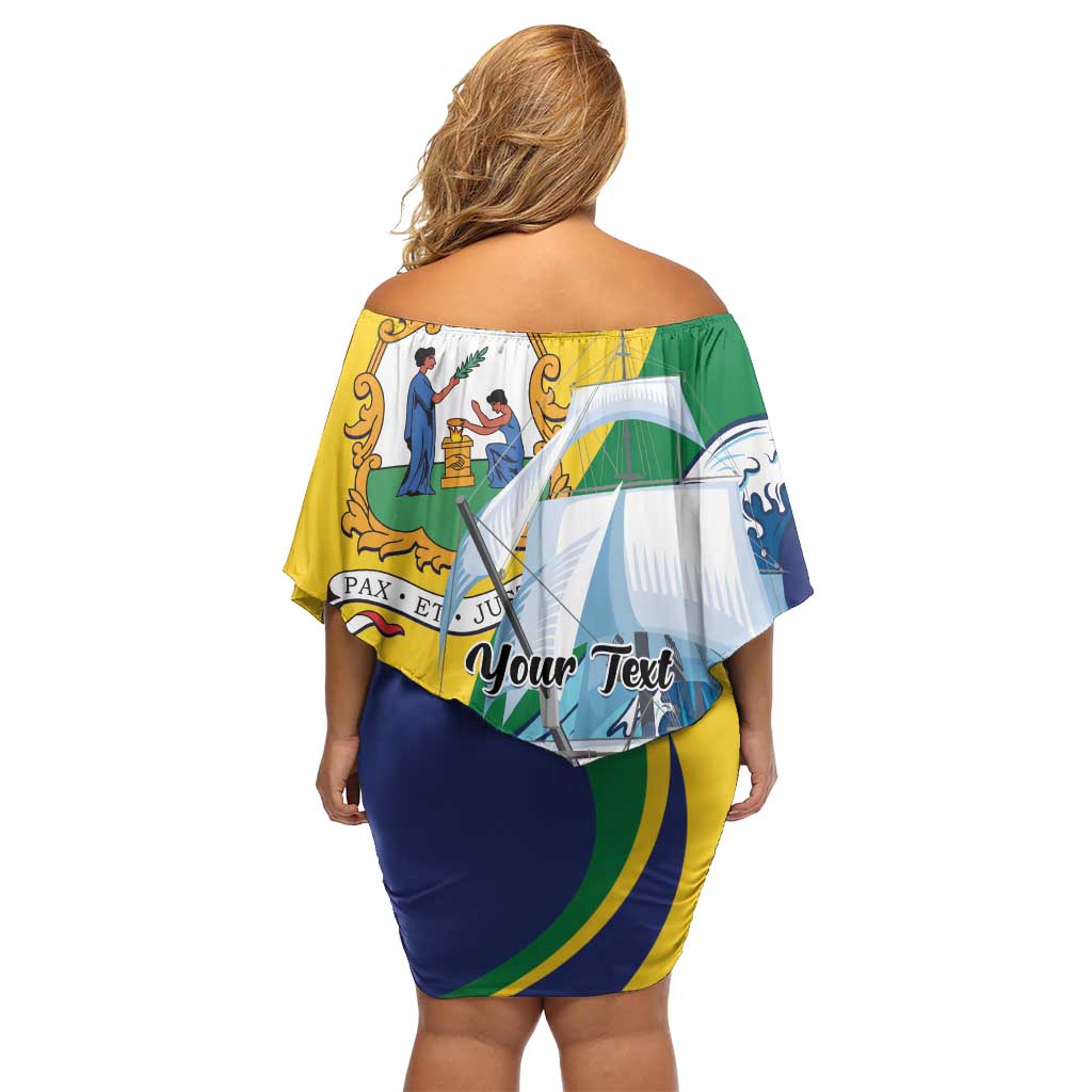Personalized Saint Vincent and the Grenadines Sailing Family Matching Off Shoulder Short Dress and Hawaiian Shirt Caribbean Sailing