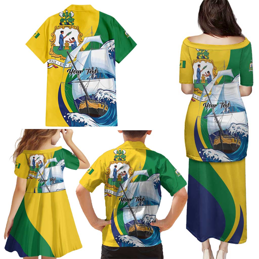Personalized Saint Vincent and the Grenadines Sailing Family Matching Puletasi and Hawaiian Shirt Caribbean Sailing