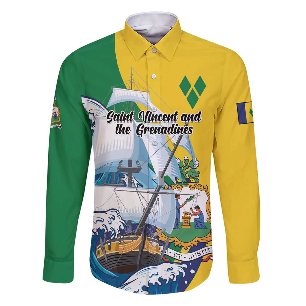 Personalized Saint Vincent and the Grenadines Sailing Family Matching Short Sleeve Bodycon Dress and Hawaiian Shirt Caribbean Sailing