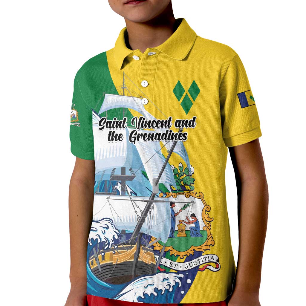 Personalized Saint Vincent and the Grenadines Sailing Kid Polo Shirt Caribbean Sailing