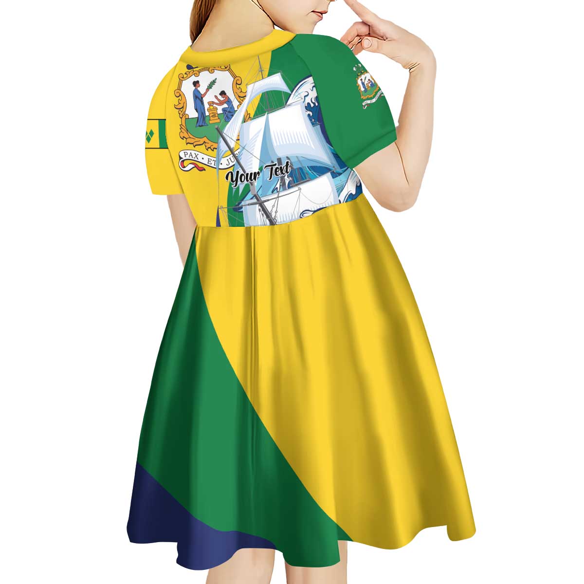Personalized Saint Vincent and the Grenadines Sailing Kid Short Sleeve Dress Caribbean Sailing