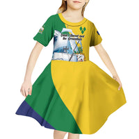 Personalized Saint Vincent and the Grenadines Sailing Kid Short Sleeve Dress Caribbean Sailing