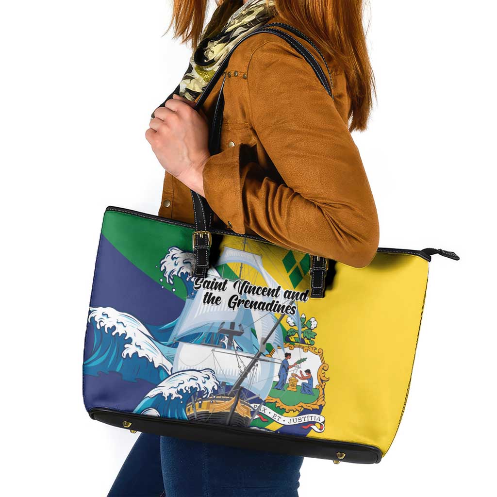 Saint Vincent and the Grenadines Sailing Leather Tote Bag Caribbean Sailing