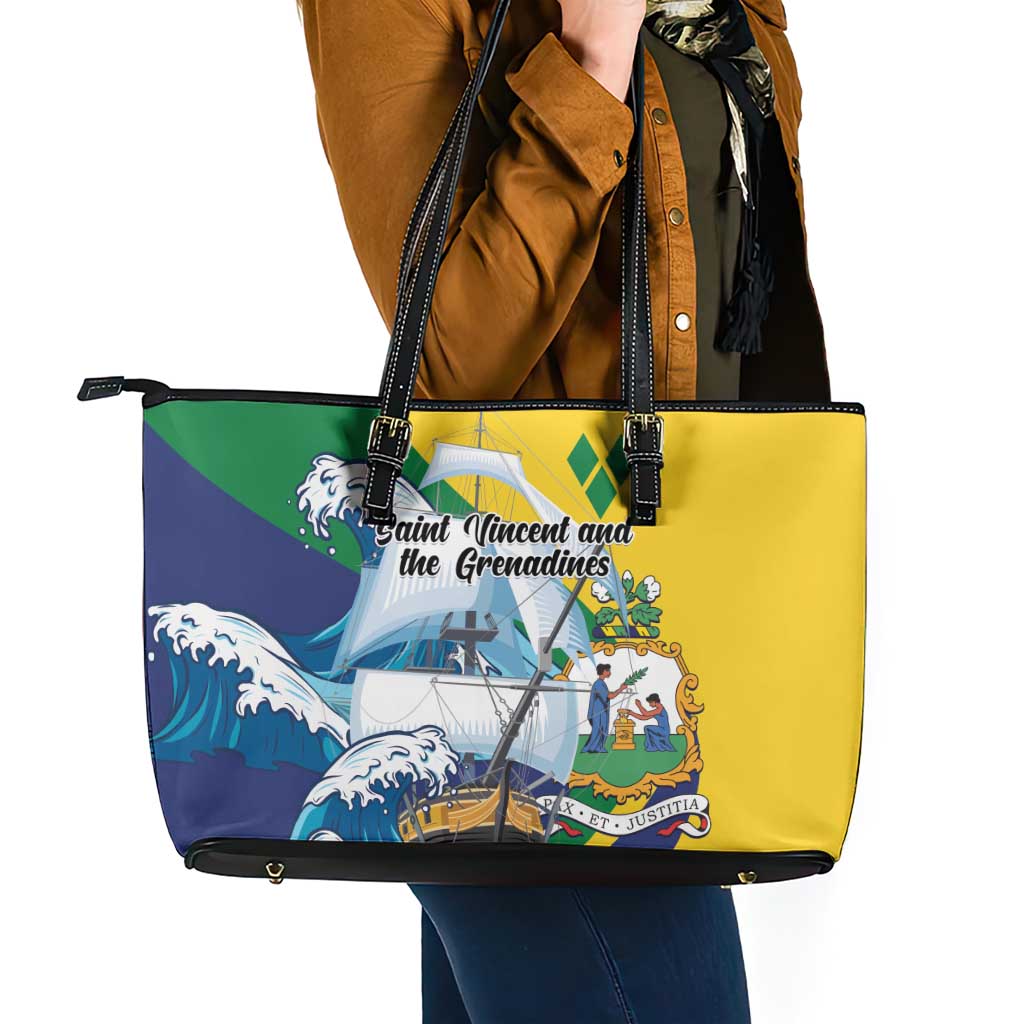 Saint Vincent and the Grenadines Sailing Leather Tote Bag Caribbean Sailing