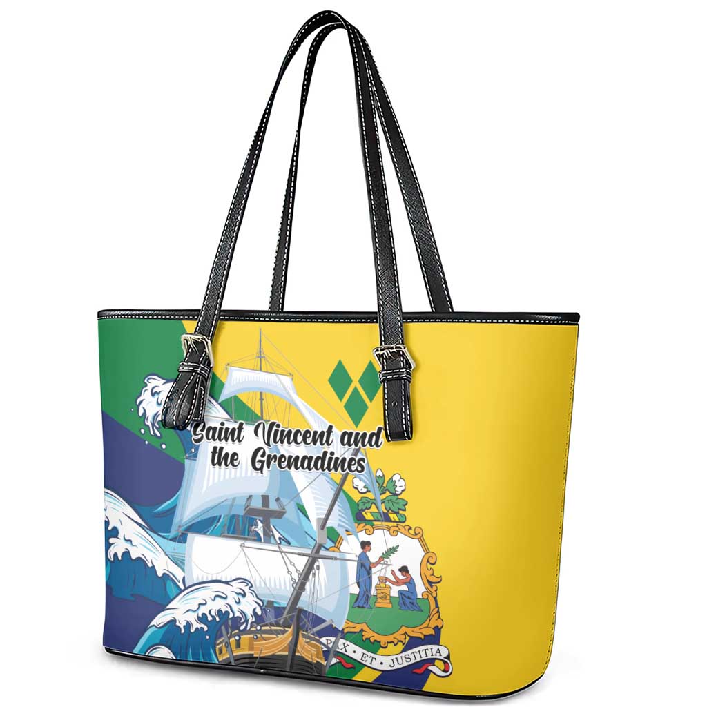 Saint Vincent and the Grenadines Sailing Leather Tote Bag Caribbean Sailing