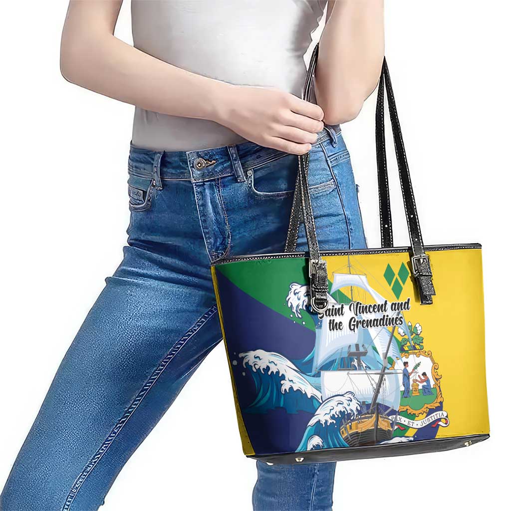 Saint Vincent and the Grenadines Sailing Leather Tote Bag Caribbean Sailing