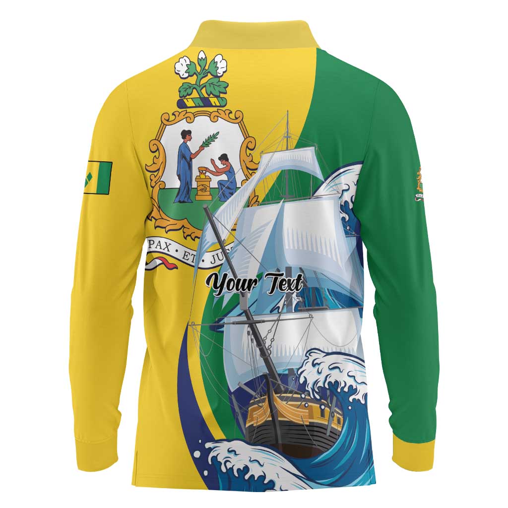 Personalized Saint Vincent and the Grenadines Sailing Long Sleeve Polo Shirt Caribbean Sailing