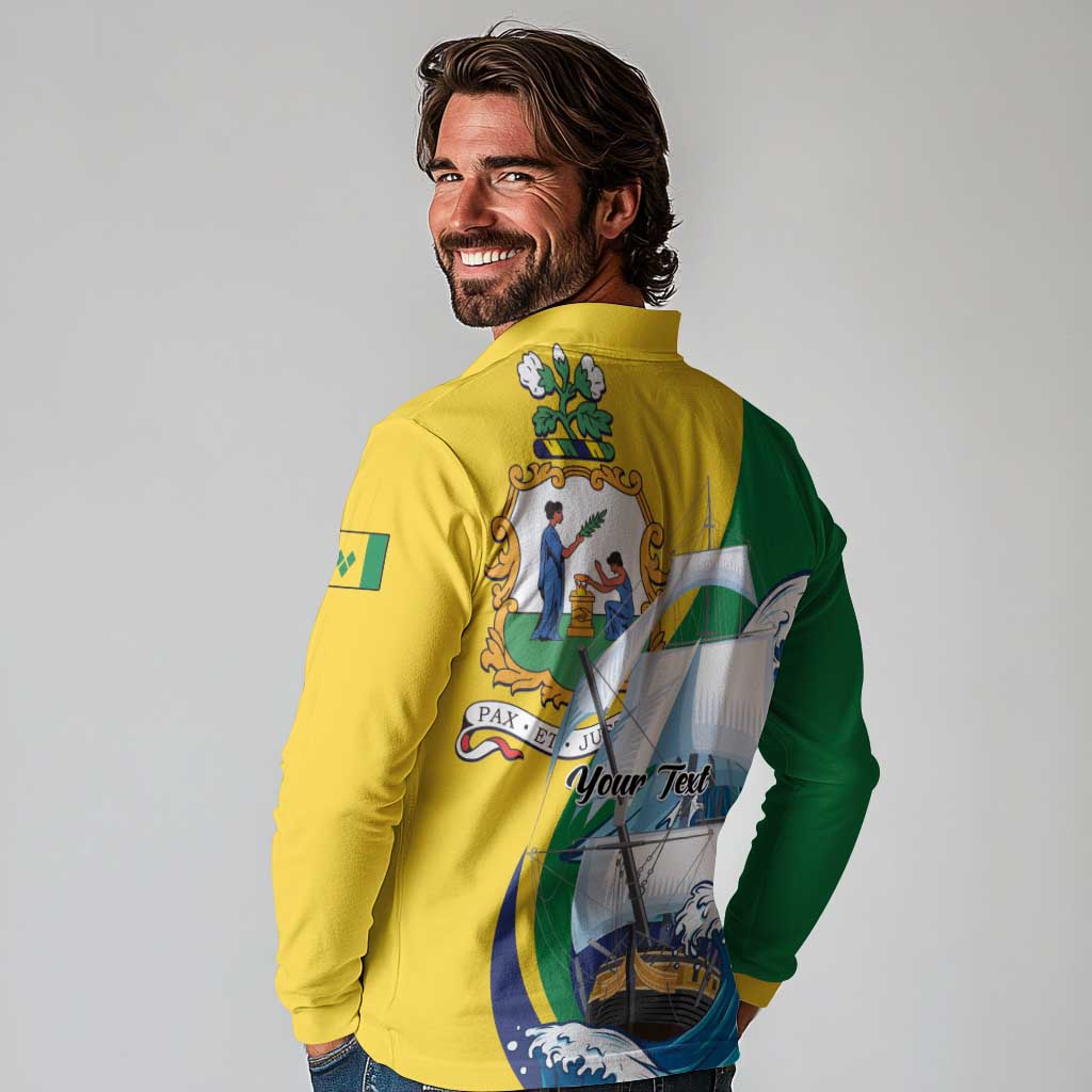 Personalized Saint Vincent and the Grenadines Sailing Long Sleeve Polo Shirt Caribbean Sailing