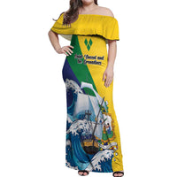 Personalized Saint Vincent and the Grenadines Sailing Off Shoulder Maxi Dress Caribbean Sailing