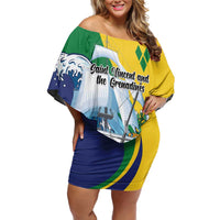 Personalized Saint Vincent and the Grenadines Sailing Off Shoulder Short Dress Caribbean Sailing
