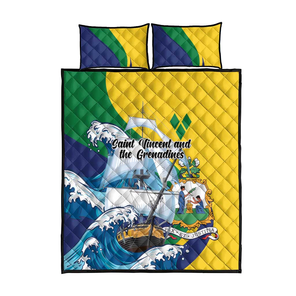 Saint Vincent and the Grenadines Sailing Quilt Bed Set Caribbean Sailing
