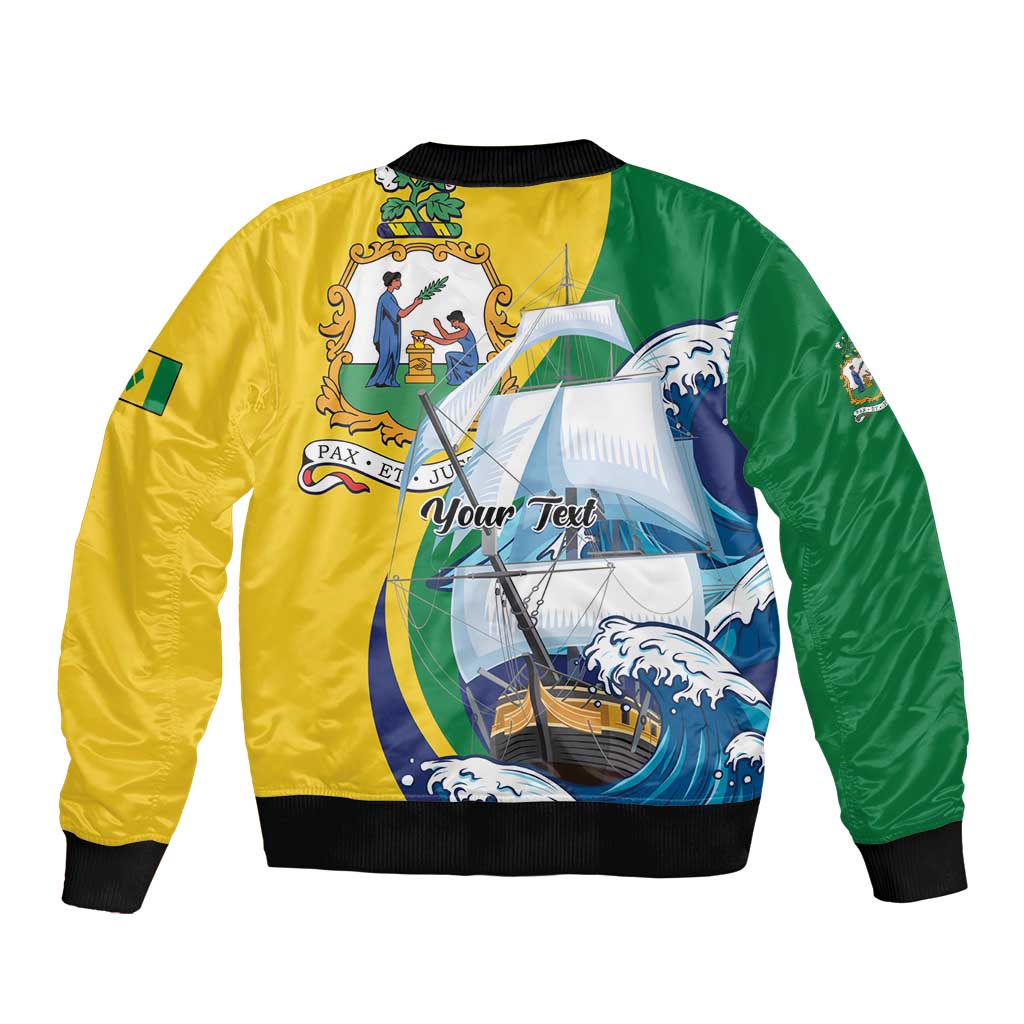 Personalized Saint Vincent and the Grenadines Sailing Sleeve Zip Bomber Jacket Caribbean Sailing