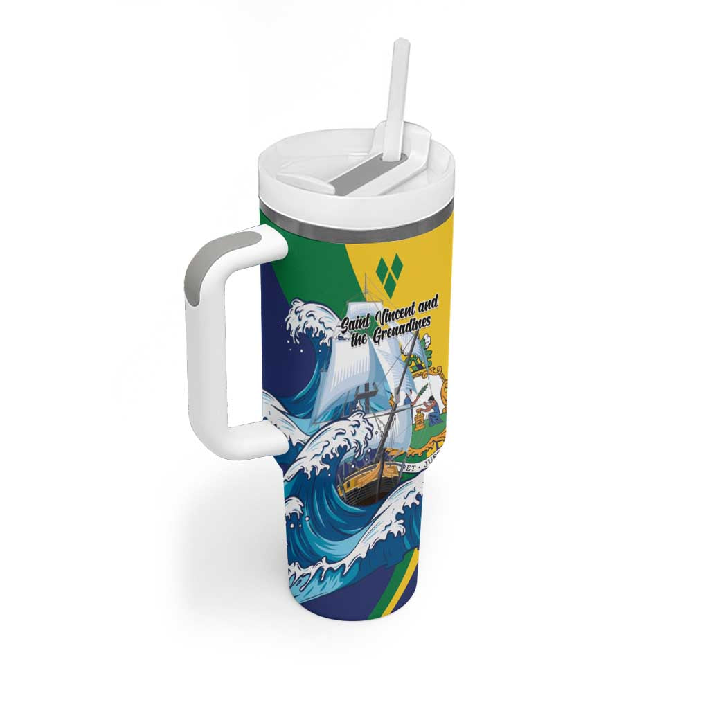 Personalized Saint Vincent and the Grenadines Sailing Tumbler With Handle Caribbean Sailing