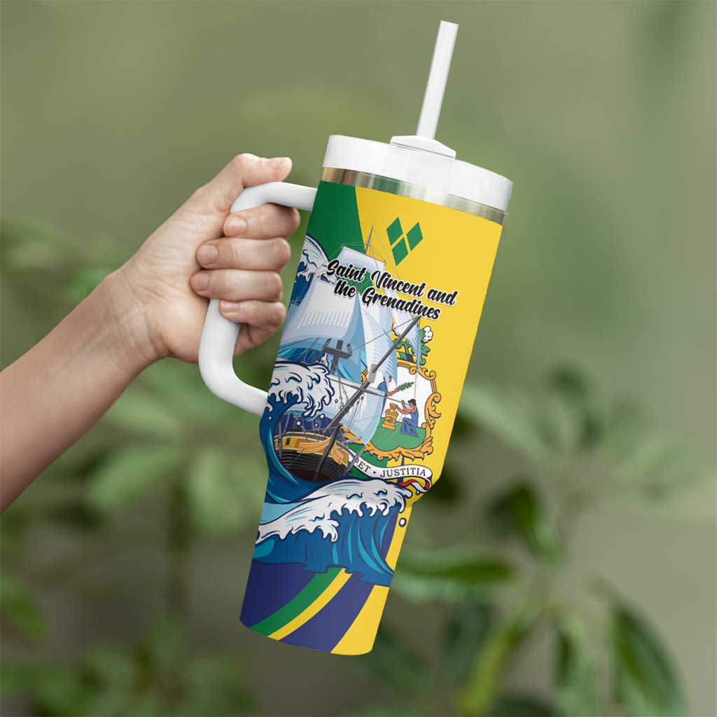 Personalized Saint Vincent and the Grenadines Sailing Tumbler With Handle Caribbean Sailing
