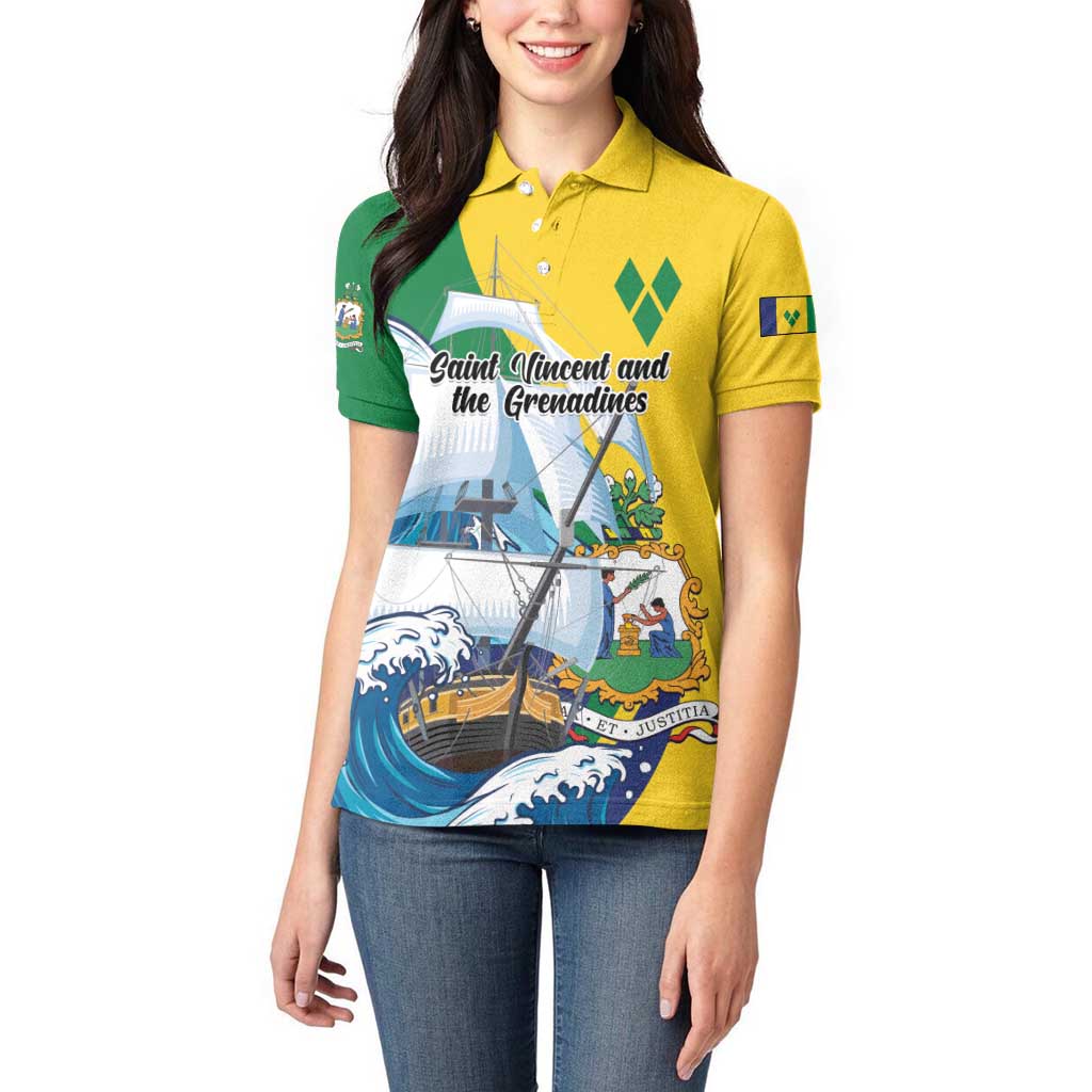Personalized Saint Vincent and the Grenadines Sailing Women Polo Shirt Caribbean Sailing