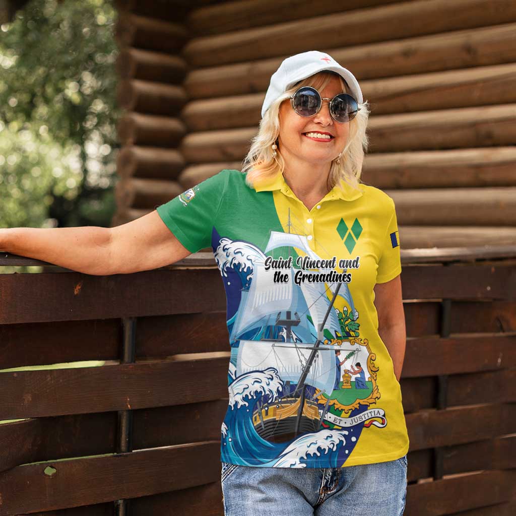 Personalized Saint Vincent and the Grenadines Sailing Women Polo Shirt Caribbean Sailing