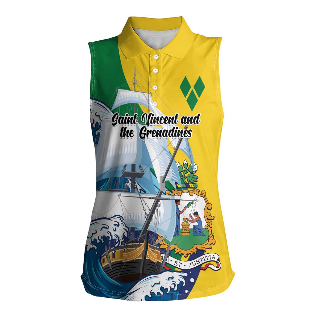 Personalized Saint Vincent and the Grenadines Sailing Women Sleeveless Polo Shirt Caribbean Sailing
