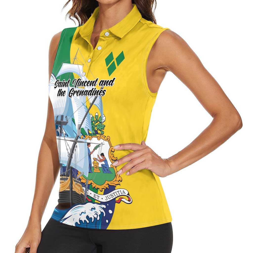 Personalized Saint Vincent and the Grenadines Sailing Women Sleeveless Polo Shirt Caribbean Sailing
