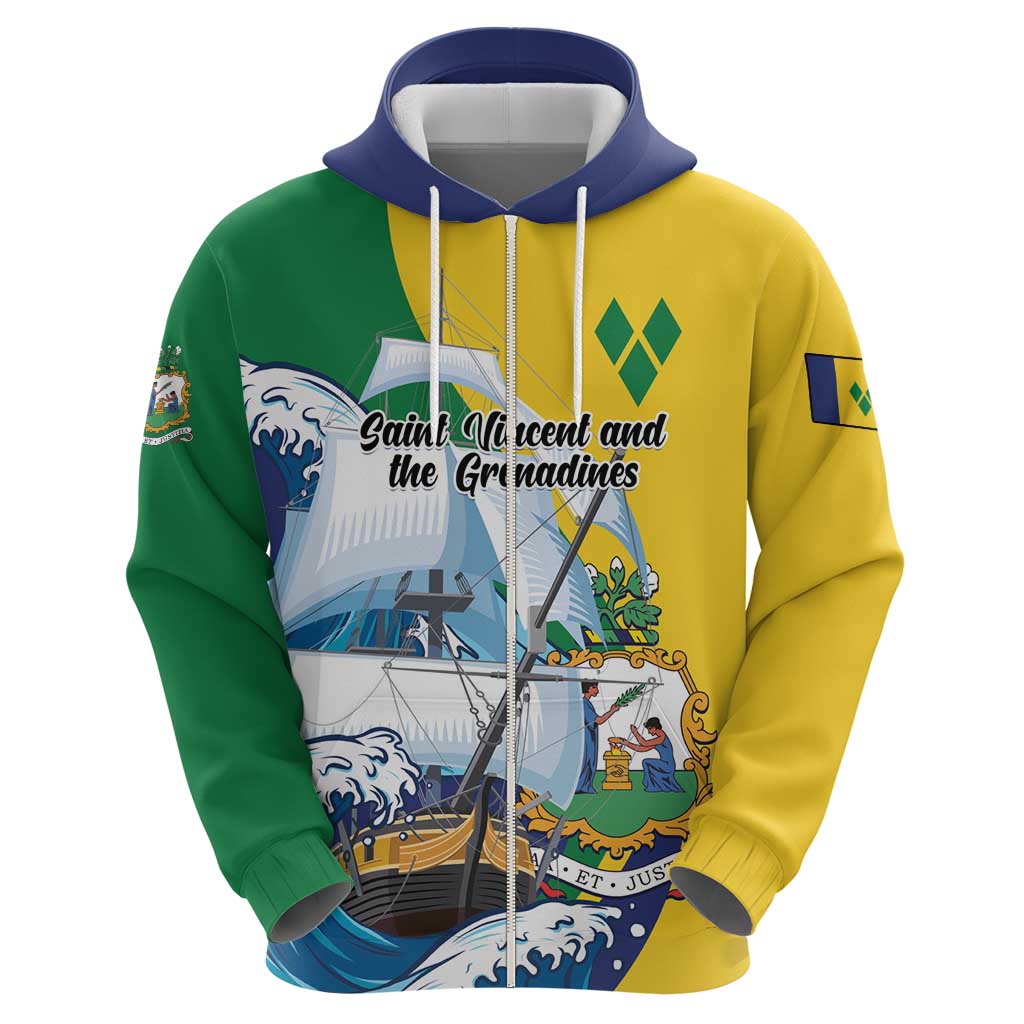 Personalized Saint Vincent and the Grenadines Sailing Zip Hoodie Caribbean Sailing
