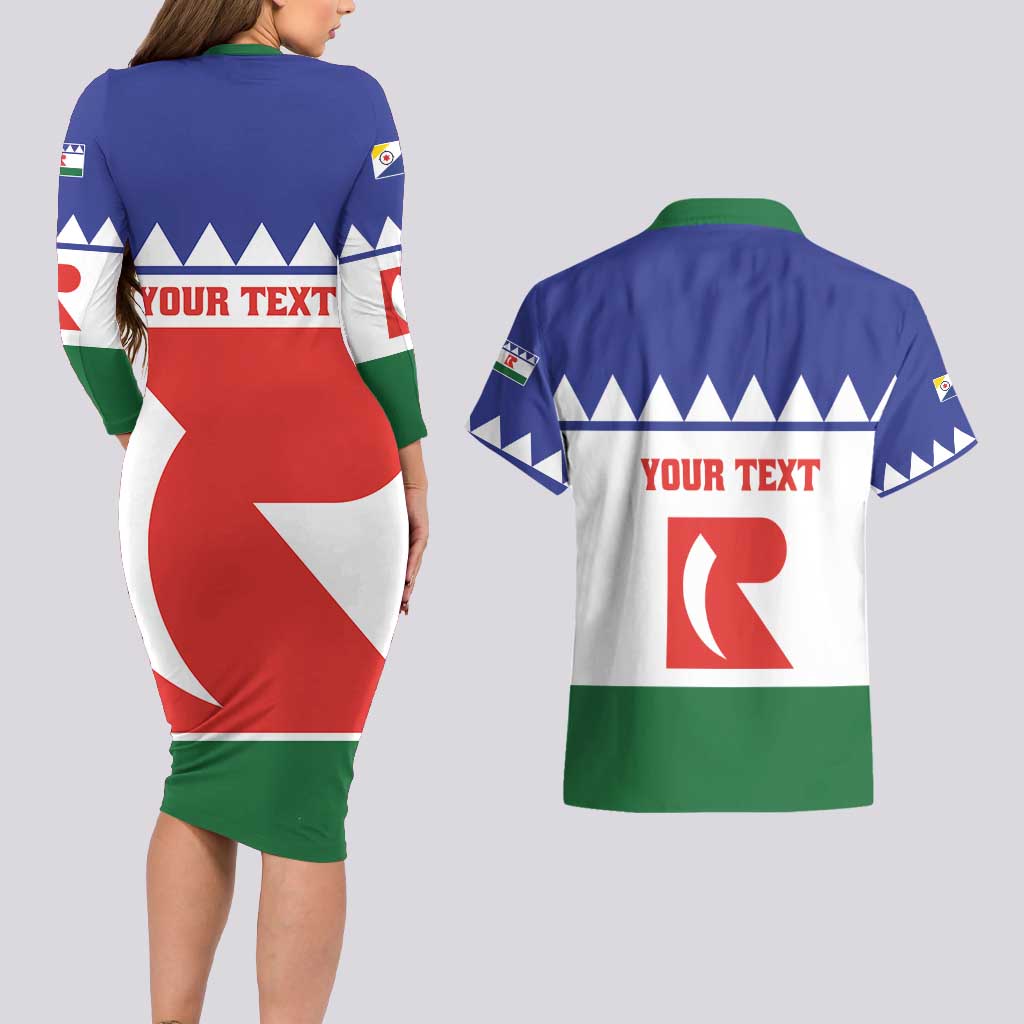 Personalised Bonaire Rincon Couples Matching Long Sleeve Bodycon Dress and Hawaiian Shirt Flag Stylized