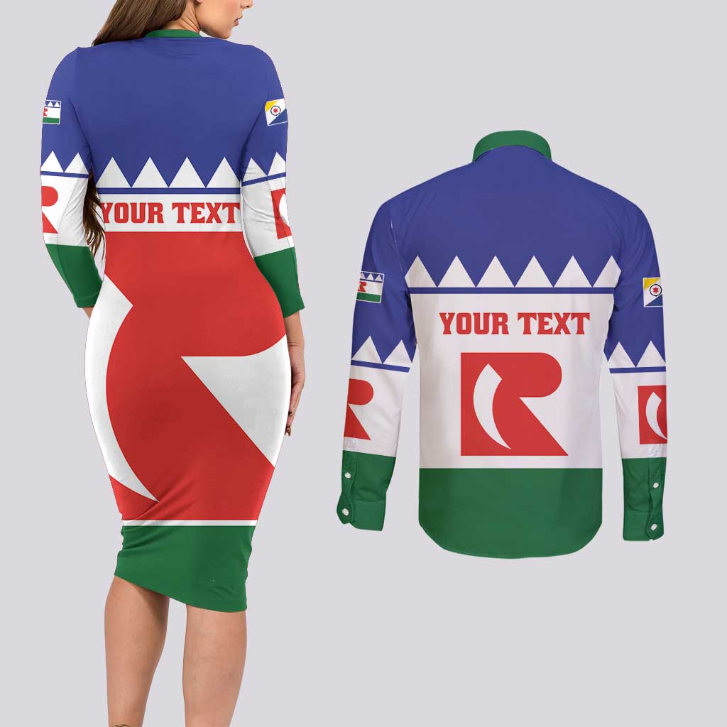 Personalised Bonaire Rincon Couples Matching Long Sleeve Bodycon Dress and Long Sleeve Button Shirt Flag Stylized