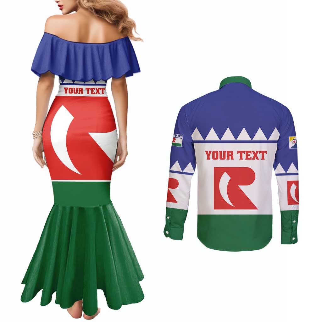 Personalised Bonaire Rincon Couples Matching Mermaid Dress and Long Sleeve Button Shirt Flag Stylized
