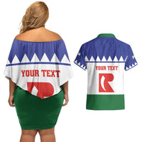 Personalised Bonaire Rincon Couples Matching Off Shoulder Short Dress and Hawaiian Shirt Flag Stylized
